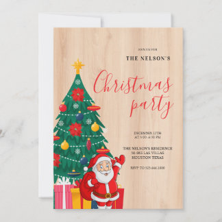 Convite Festive Santa Christmas Party Invitation | Holiday