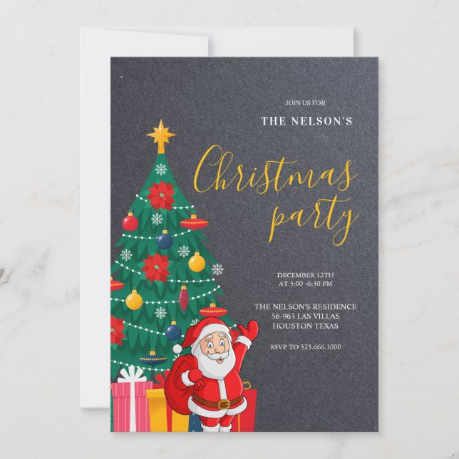 Convite Festive Santa Christmas Party Invitation | Holiday (Frente)
