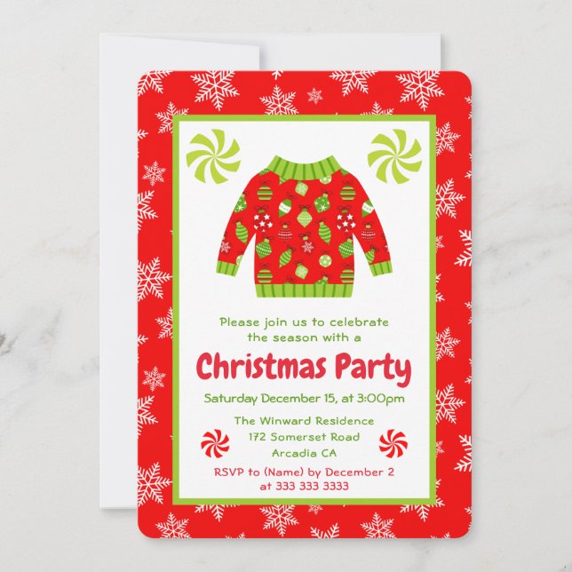 Convite Festive Ugly Christmas Sweater Party (Frente)
