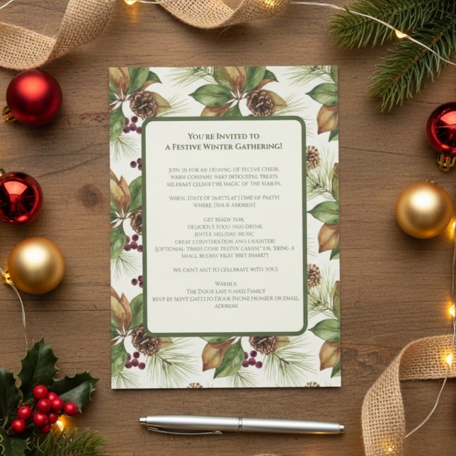 Convite Festive Winter Gathering Invite (Holiday party invitation)