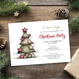 Convite Festivo Árvore de Natal em Aquarela Excênt