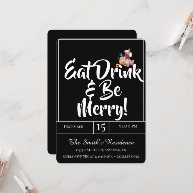 Convite Festivo Bebidas Fescas Festas Comem Bebida E Sejam (Frente/Verso In Situ)