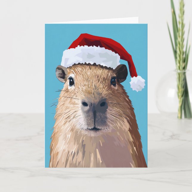 Convite Festivo Capybara em Santa Hat (Frente)