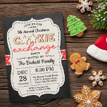 Convite Festivo Chalkboard Cookie Festa de Natal<br><div class="desc">Comemore o Natal em estilo este ano com estes convites de festas de troca de biscoitos da moda. O design é fácil de personalizar com sua própria redação e seus convidados ficarão entusiasmados quando receberem esses convites fabulosos.</div>