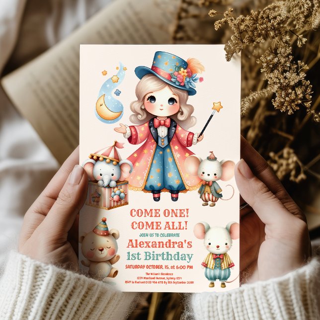 Convite Festivo do Circo - Festa Kid primeiro aniversario (Criador carregado)