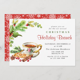 Convite Festivo Holly Berry Foliday Branch