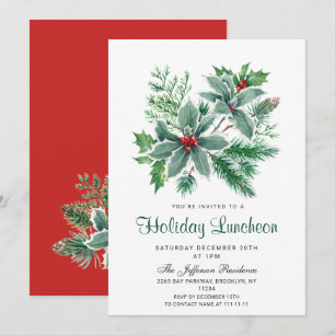 Convite Festivo Holly Berry Natal Lunchee