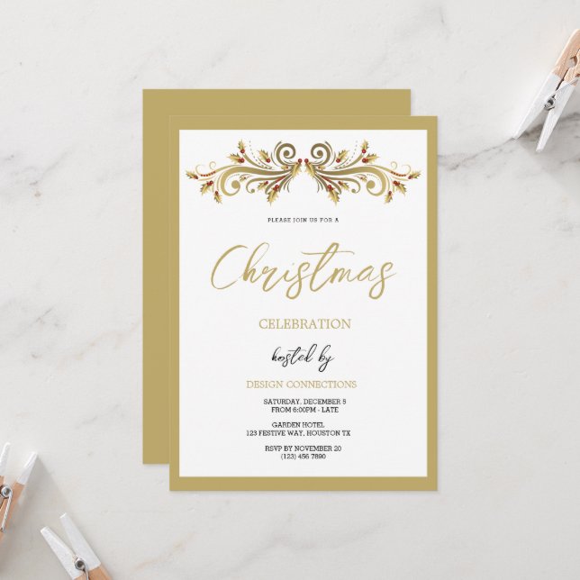 Convite Festivo Holly suga Natal (Frente/Verso In Situ)