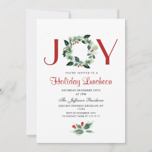 Convite Festivo Holly Wreath Férias Natal Lunchedo