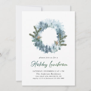 Convite Festivo Holly Wreath Natal Lunchee