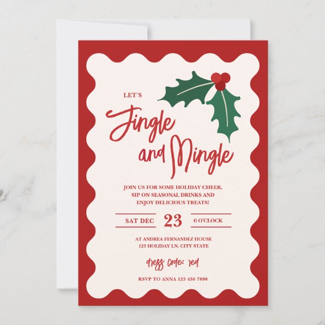 Convite Festivo Jingle e Mingle Holiday (Frente)