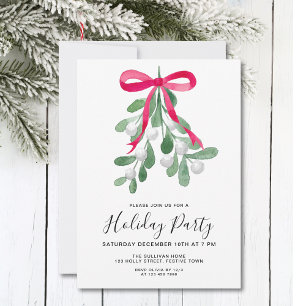 Convite Festivo Mistletodo Foliday Party