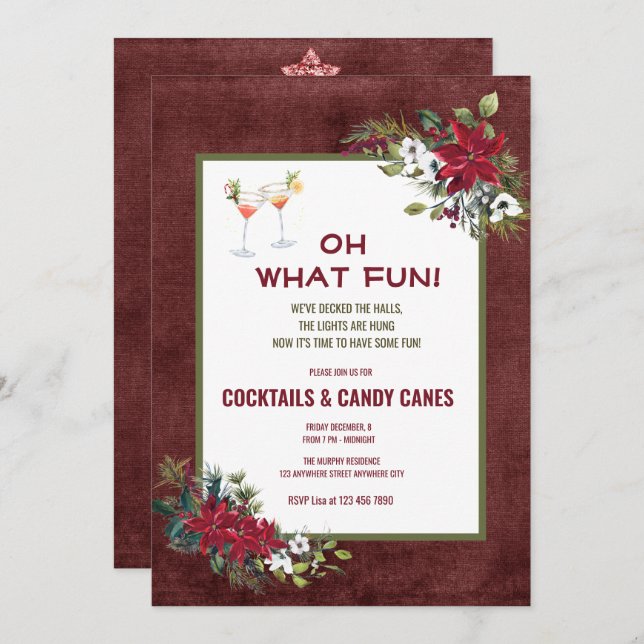 Convite Festivo Natal Aquarela - Coquetel Invita (Frente/Verso)