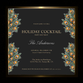Convite Festivo Peacock Foliday Cocktail Festa de Natal