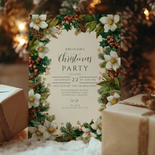 Convite Festivo Pinecone e Holly Christmas