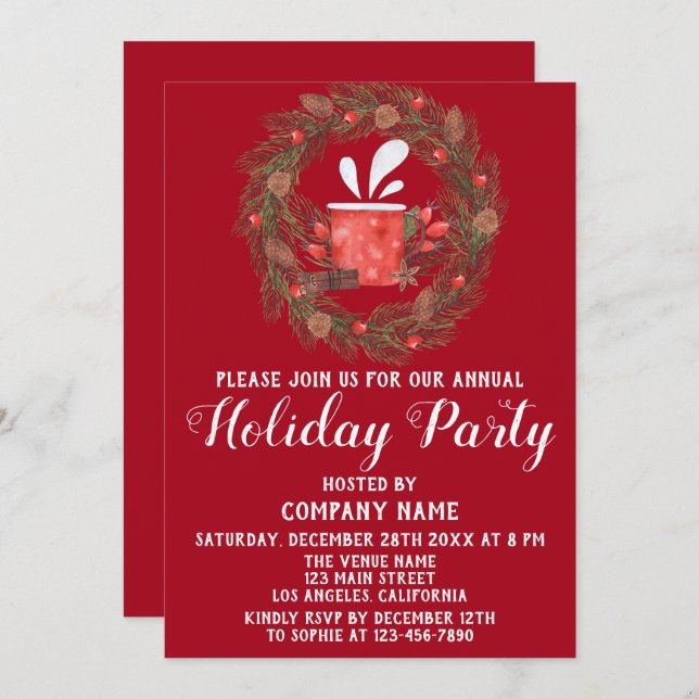 Convite Festivo Red Green Company - Festa de Natal (Frente/Verso)
