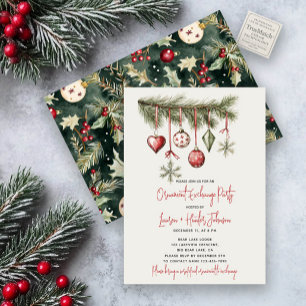 Convite Festivo Red Ornament Exchange Folidy Party