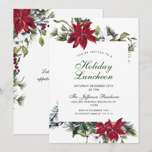 Convite Festivo Red Poinsettia Natal Lunchee
