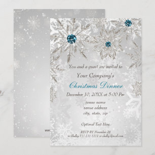 Convite Festivo Silver aqua Corporate Holiday Party Convid