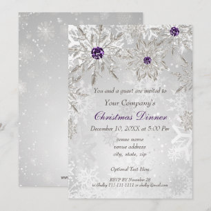 Convite Festivo Silver Purple Corporate Holiday Party