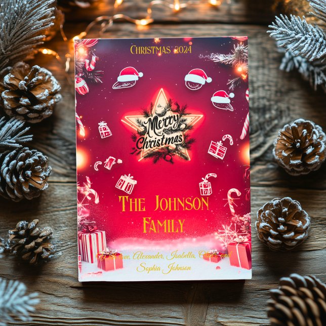 Convite Festivo Vermelho e Branco Feriado Personalizável (Criador carregado)