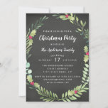Convite Festivo Wreath Chalkboard Christmas Party Card<br><div class="desc">Coleção de Natal em Little Bayleigh Store!</div>