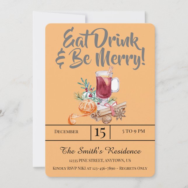 Convite Festivos Bebidas Comem Bebida E Sejam Felizes! (Frente)