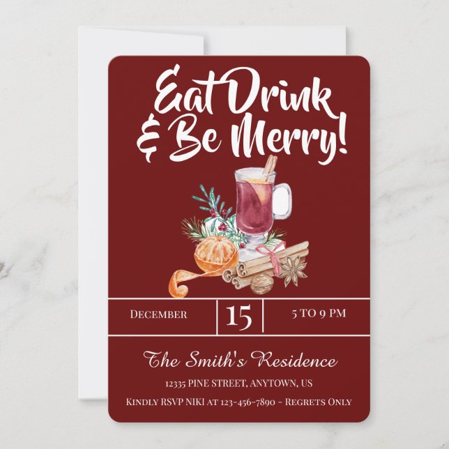 Convite Festivos Bebidas Comem Bebida E Sejam Felizes! (Frente)