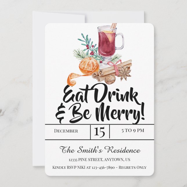 Convite Festivos Bebidas Comem Bebida E Sejam Felizes! (Frente)