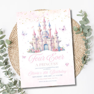 Convite Fever Quatro Uma Princesa Menina Aniversário de 4 