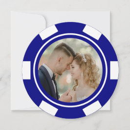 Convite Ficha de Pôquer Azul Marinho Casamento Fuga de Cas