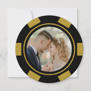 Convite Ficha de pôquer Preto Ouro Casamento Fuga Festa
