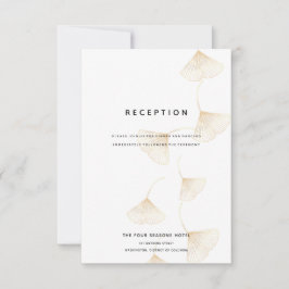 Convite Ficha de Recepção de casamento de folhas Douradas