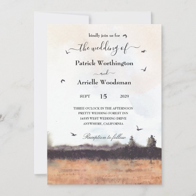 Convite field western wedding invitations (Frente)