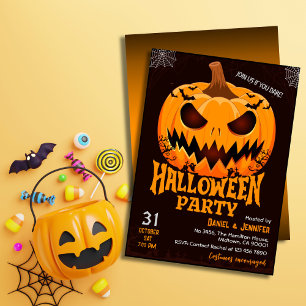 Convite Fiery Pumpkin Jack o latifundiário batem Spooky Ha