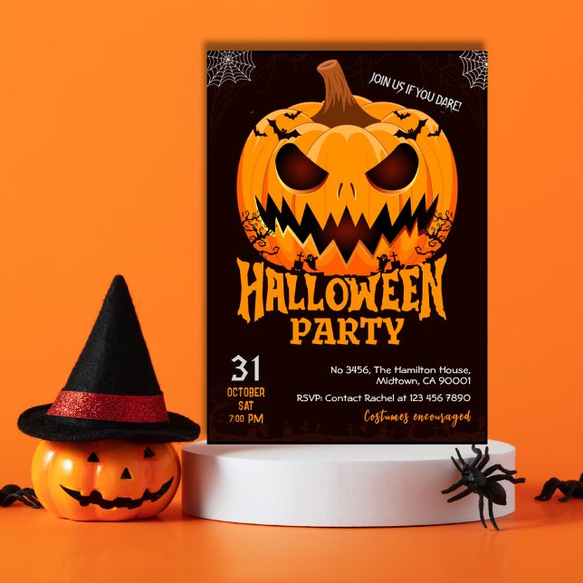 Convite Fiery Pumpkin Jack o latifundiário batem Spooky Ha (Criador carregado)