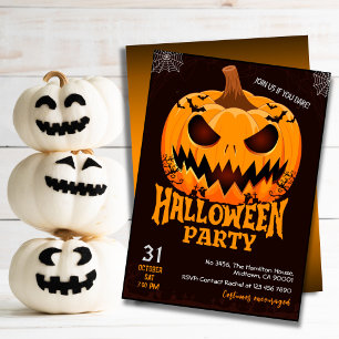 Convite Fiery Pumpkin Jack o latifundiário batem Spooky Ha