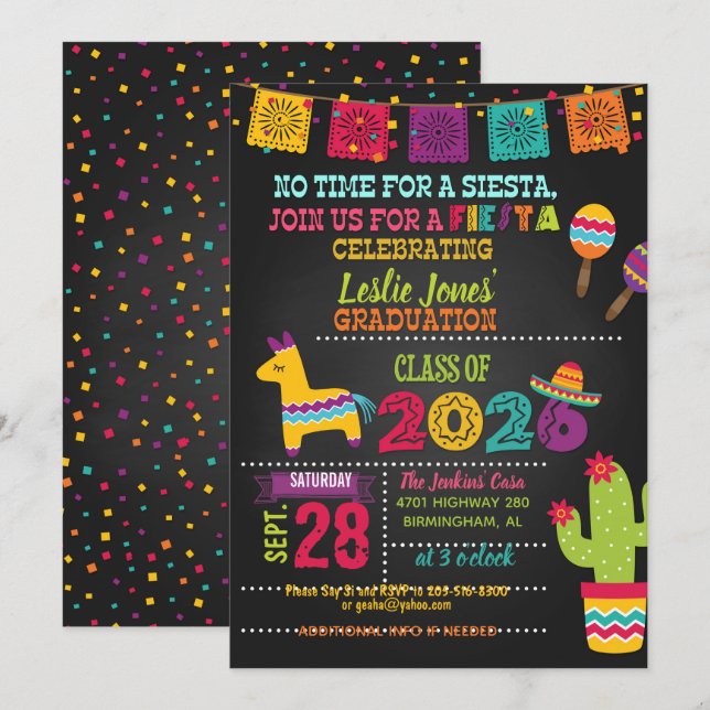 Convite Fiesta 2026 Graduation Invitation - Blk (Frente/Verso)