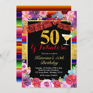 Convite Fiesta 50 espanhol e Fabulous Birthday