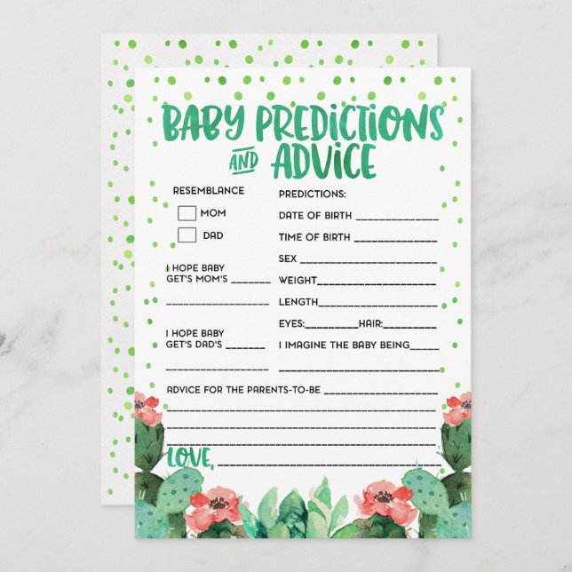Convite Fiesta Baby Predictions Advice Game (Frente/Verso)