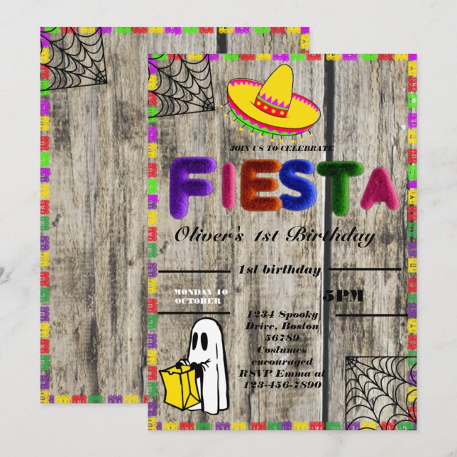 Convite Fiesta Birthday - Concurso Chalkboard mexicano (Frente/Verso)