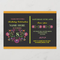 Fiesta Birthday - Convidado sobre Padrão Floral Me