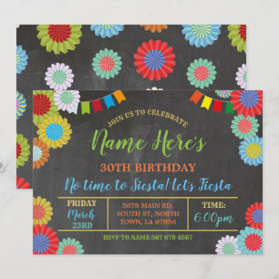 Convite Fiesta Birthday Floral Mexicano Fans Bright