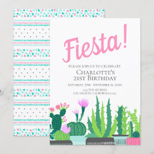 Convite Fiesta Birthday succulto cactus casamento