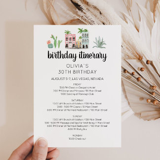 Convite Fiesta Birthday Weekend Itinerary Card
