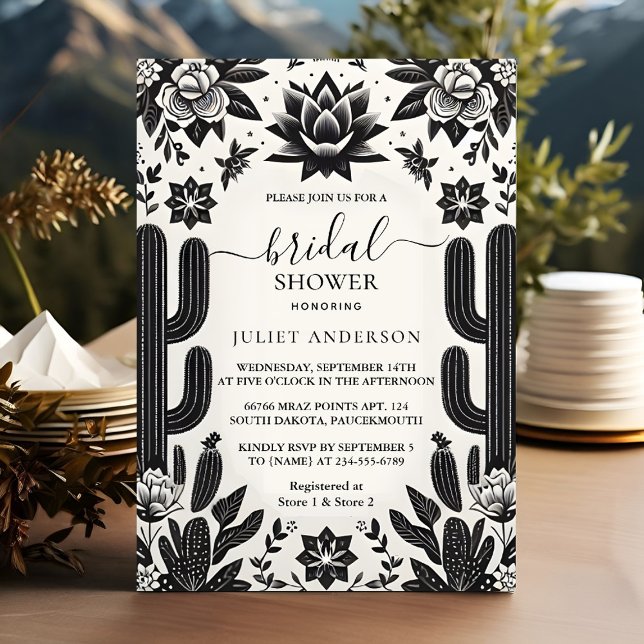 Convite Fiesta Cactus Love In Bloom Mexicanos Chá de panel (Criador carregado)