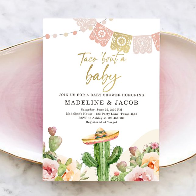 Convite Fiesta Cactus Watercolor Baby Casais Invit Chá (Criador carregado)