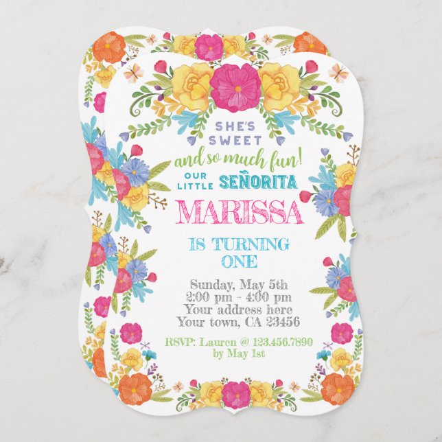 Convite Fiesta, Cinco de mayo Birthday (Frente/Verso)