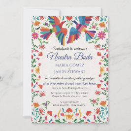 Convite Fiesta Colorful Floral Modern Boda Spanish Wedding