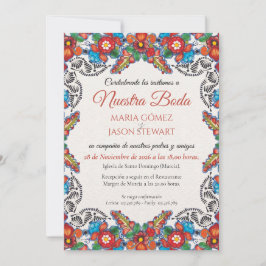 Convite Fiesta Colorful Flowers Botanical Spanish Wedding